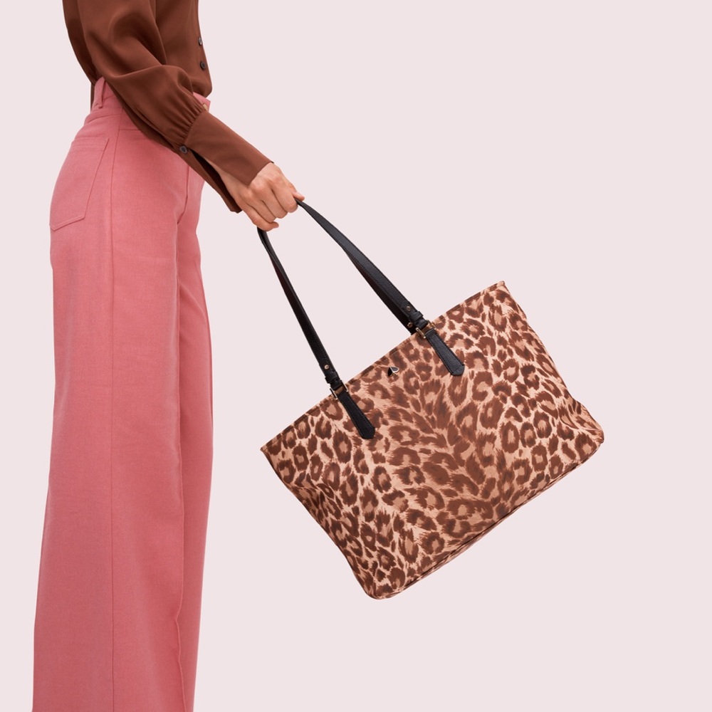 KATE SPADE Taylor Leopard Satin Nylon Tote
